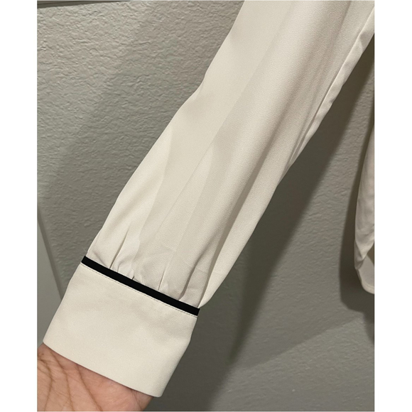 LOFT Beige Black Long Sleeve Blouse - Picture 4 of 5